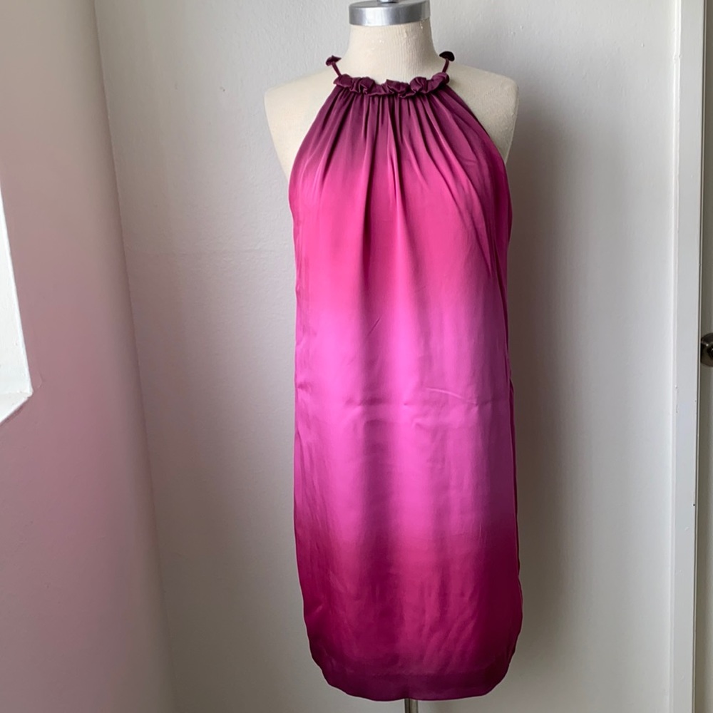 Vince  Silk Pink Hombre Coktail Mini Dress S